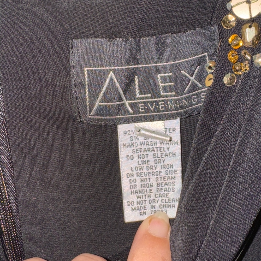 Alex Evenings Black Faux Wrap Dress with Embellished Shoulders 16 - Picture 4 of 5